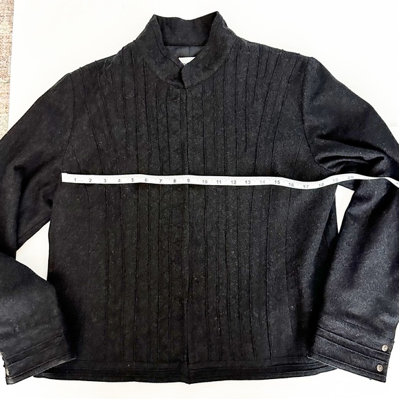 Chicos Womens Size 2 Large dark Grey Wool Jacket Embroidered Coat Recycled Wool - Picture 3 of 9